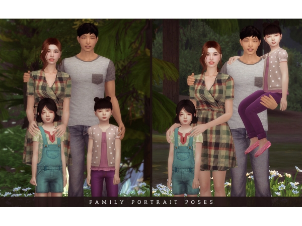 Family Portrait Pose Pack | Lucky CC | Sims 4 family, Family portrait poses,  Sims 4